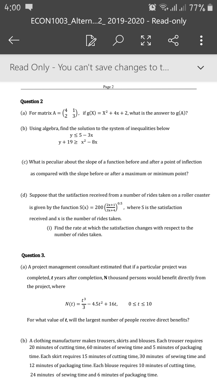 Answered 4 00 O Ll L 77 Econ1003 Altern 2 Bartleby