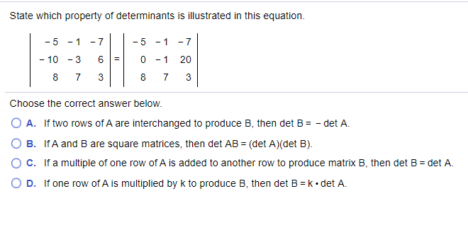 Answered State Which Property Of Determinants Is Bartleby