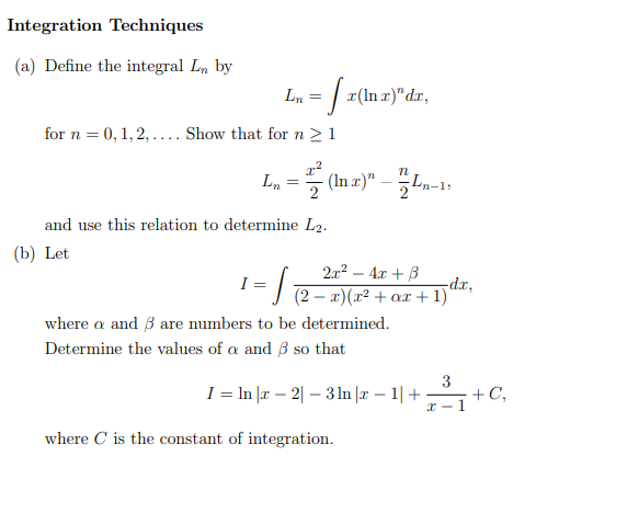 Answered Integration Techniques A Define The Bartleby