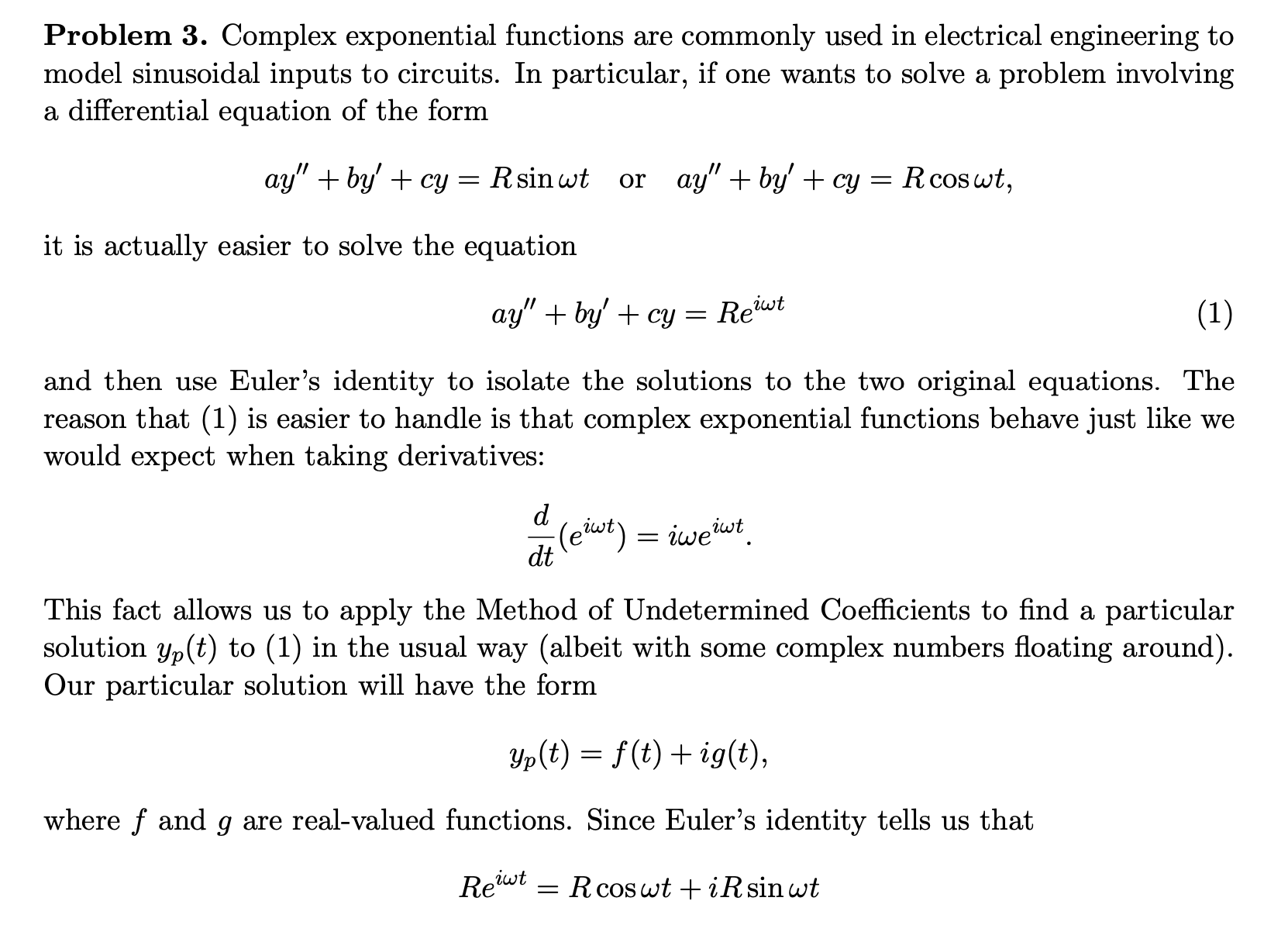 Answered Problem 3 Complex Exponential Bartleby