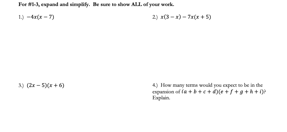 Answered For 1 3 Expand And Simplify Be Sufe Bartleby