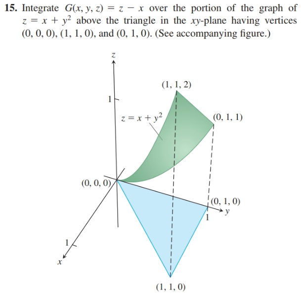 Answered 15. Integrate G(x, y, z) = z x over… bartleby