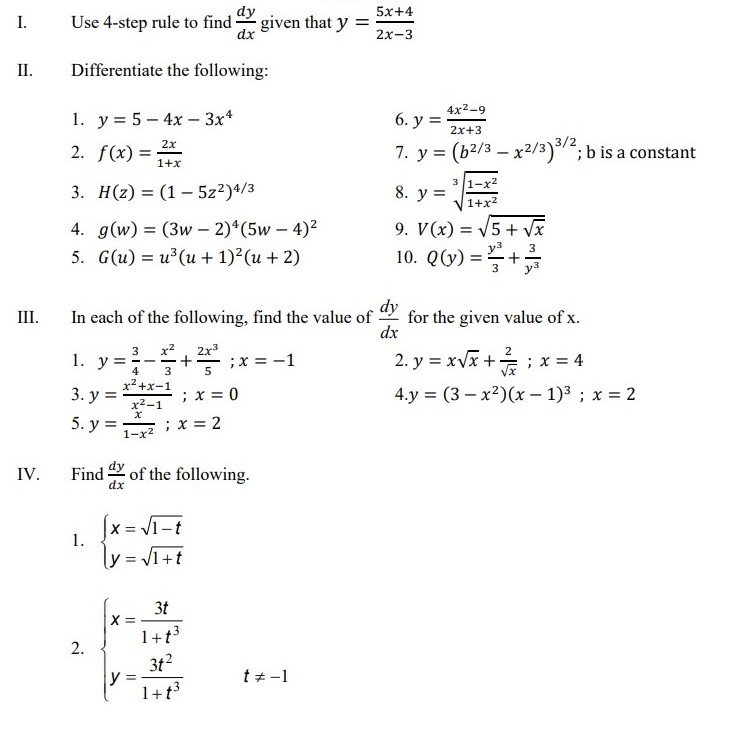 Answered Dy 5x 4 Given That Y Dx I Use 4 Step Bartleby