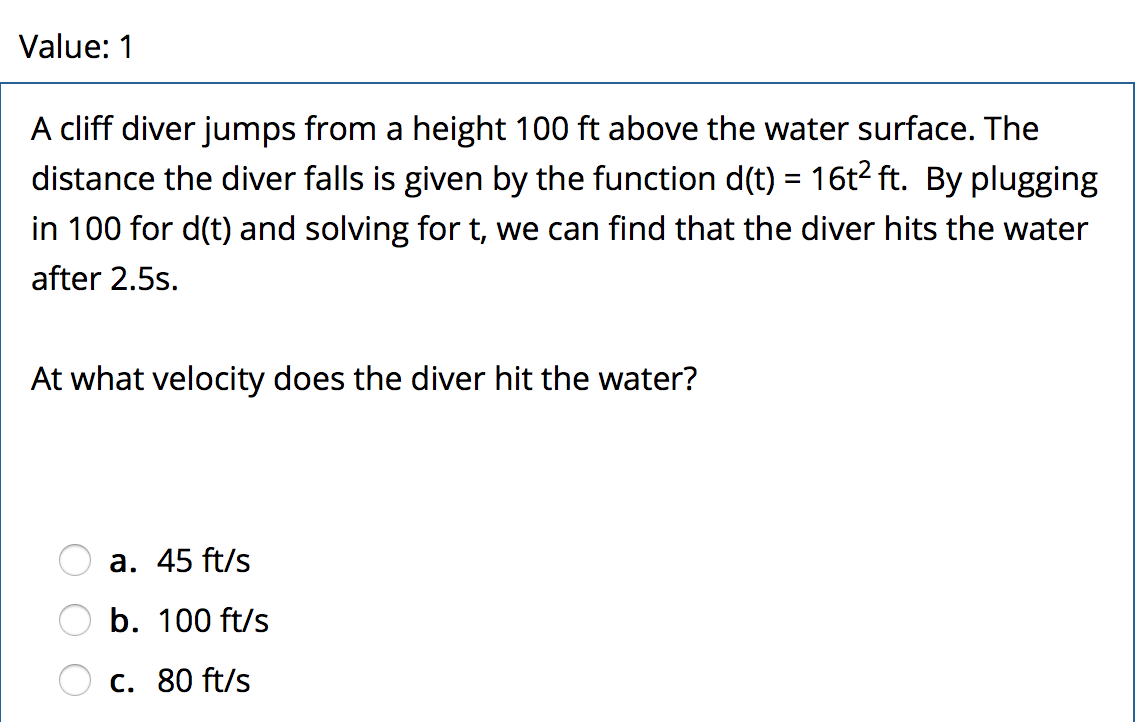 Answered A Cliff Diver Jumps From A Height 100 Bartleby