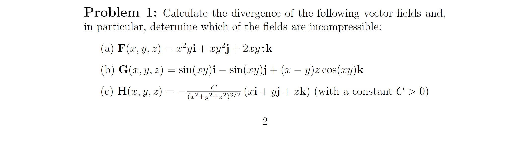 Answered Problem 1 Calculate The Divergence Of Bartleby