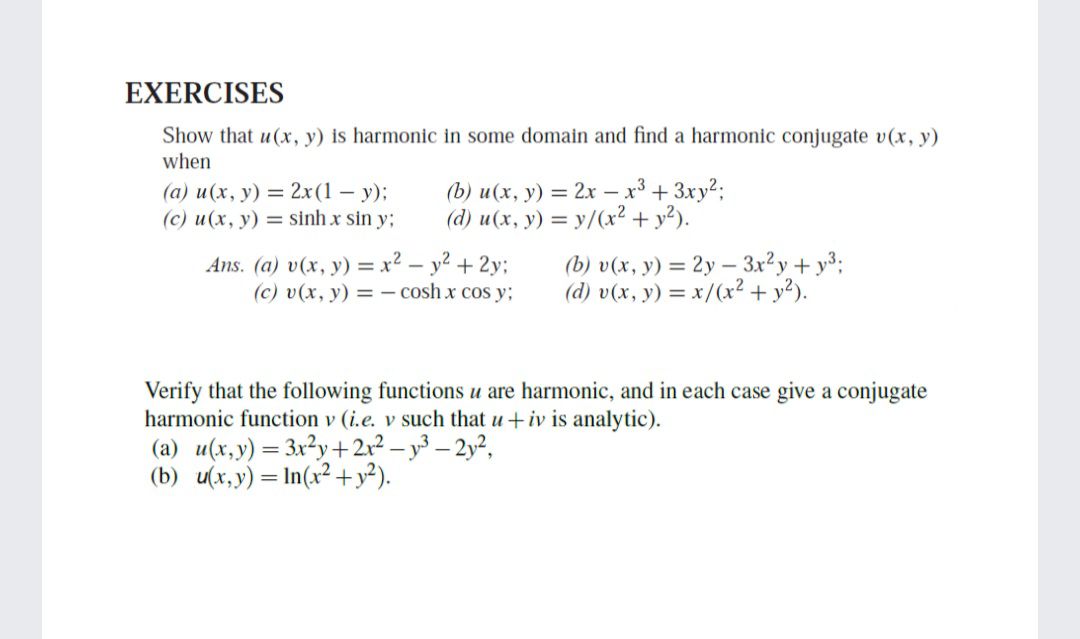 Answered Exercises Show That U X Y Is Harmonic Bartleby