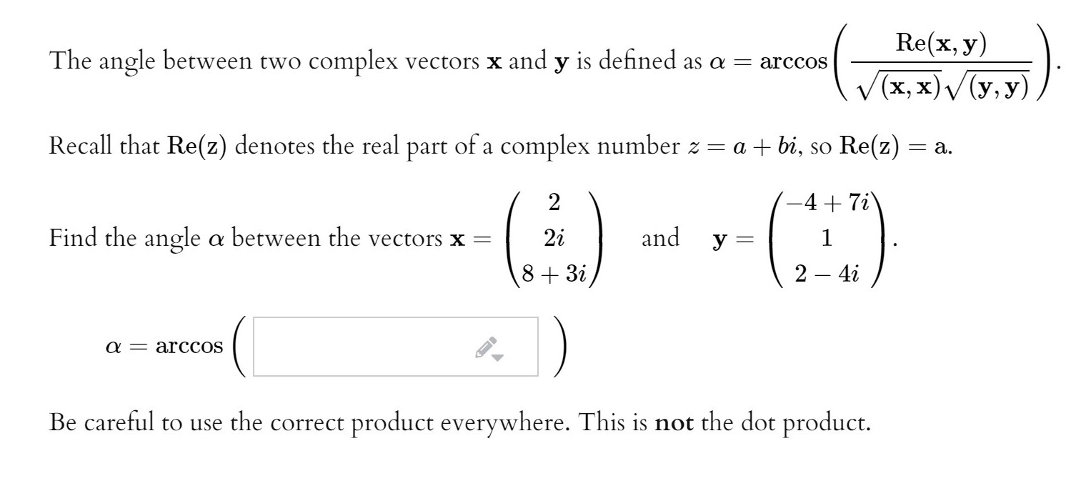Answered Re X Y The Angle Between Two Complex Bartleby