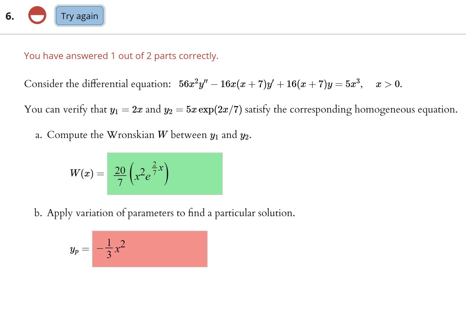 Answered 6 Try Again You Have Answered 1 Out Of Bartleby