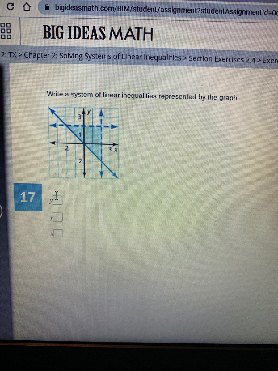 Which System Of Linear Inequalities Is Represented By The Graph