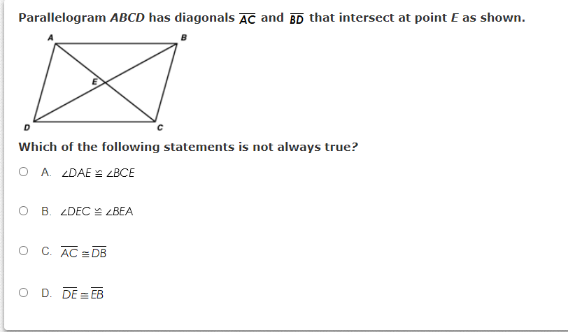 Answered: Parallelogram ABCD has diagonals AC and… | bartleby