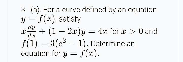 Answered: 3. (a). For a curve defined by an… | bartleby