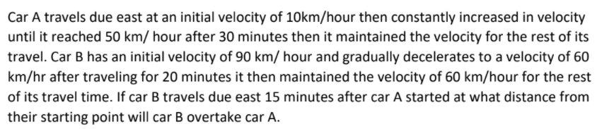 Answered Car A Travels Due East At An Initial Bartleby