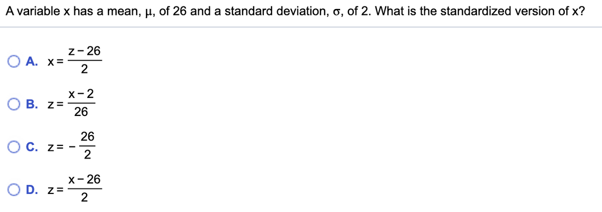 Answered A Variable X Has A Mean µ Of 26 And A Bartleby