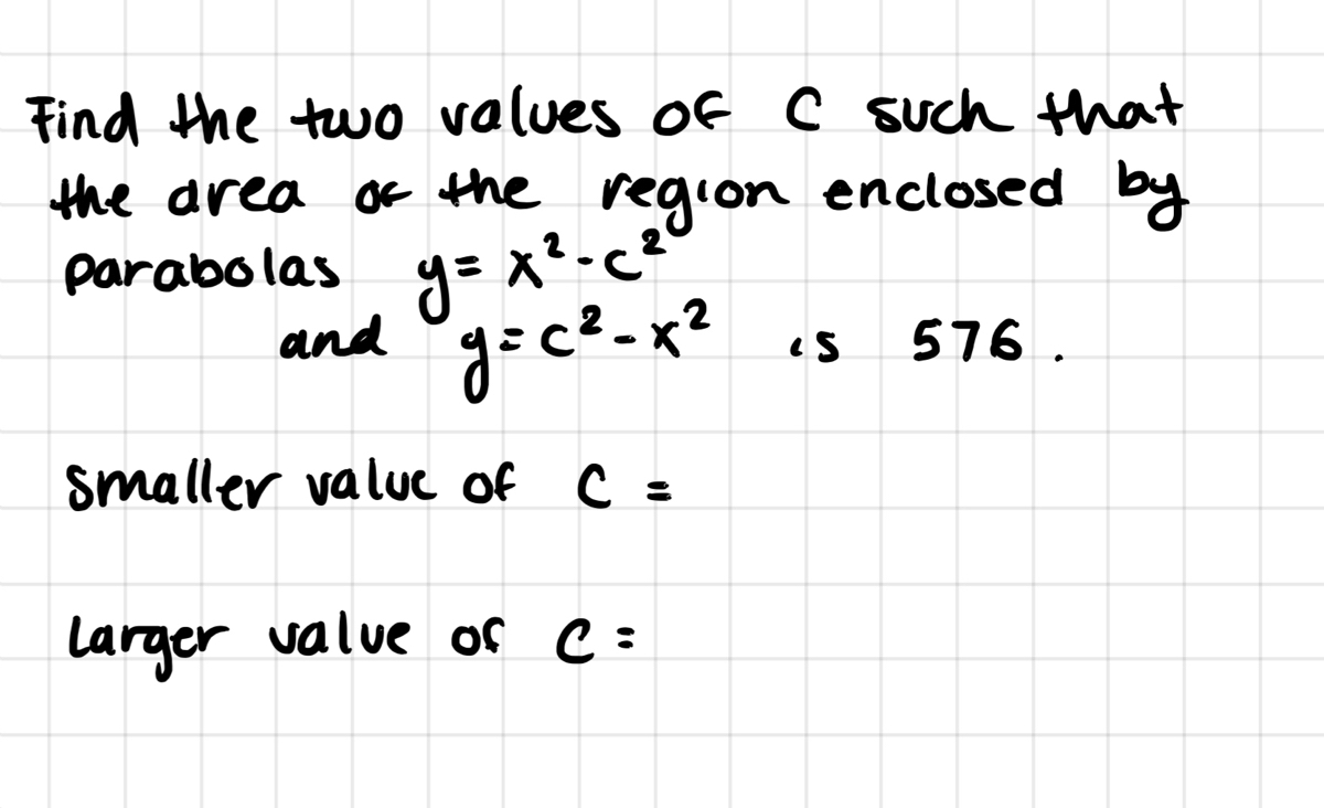 Answered Find The Two Values Of C Such That The Bartleby