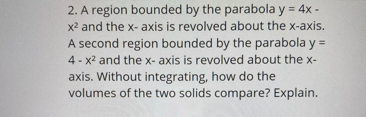 Answered 2 A Region Bounded By The Parabola Y Bartleby