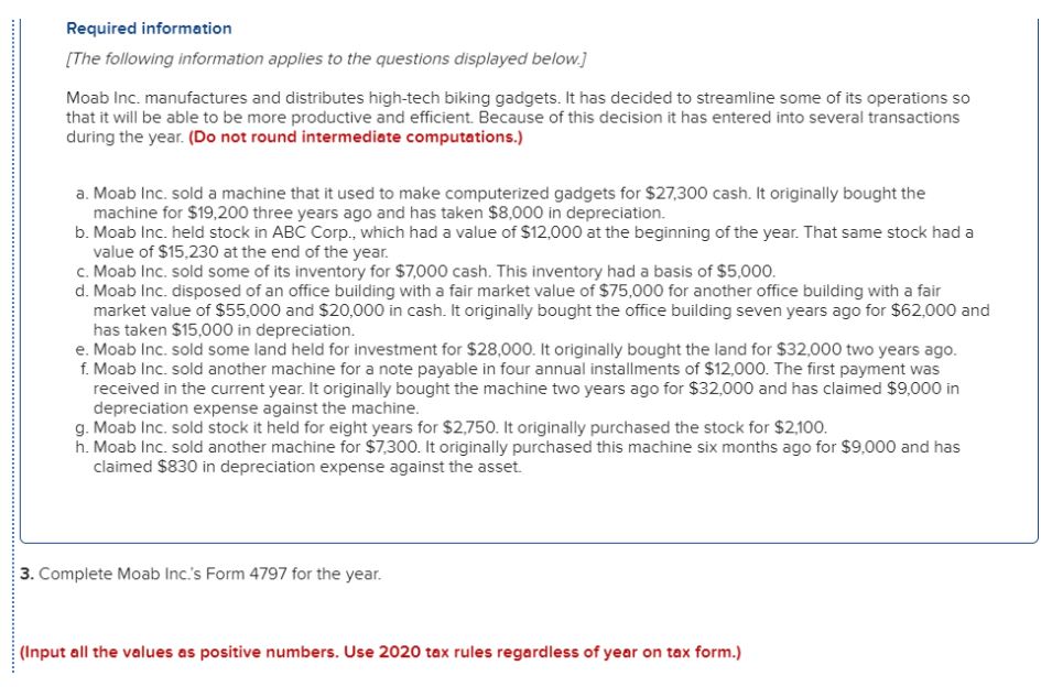 Answered 3 Complete Moab Inc S Form 4797 For Bartleby