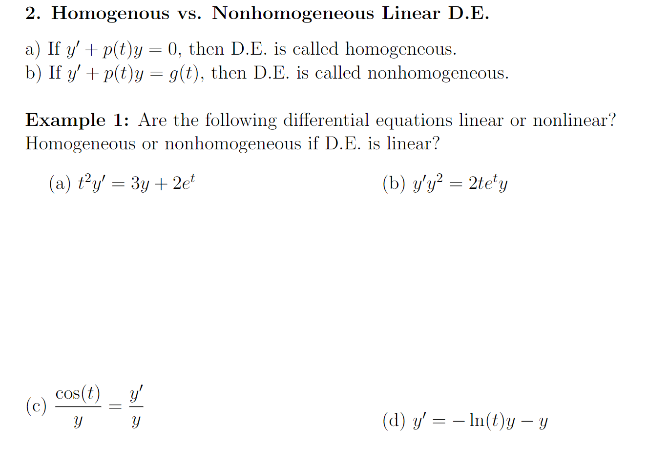 Answered 2 Homogenous Vs Nonhomogeneous Linear Bartleby