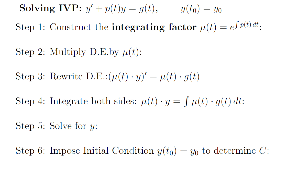 Answered Solving Ivp Y P T Y G T Y To Bartleby