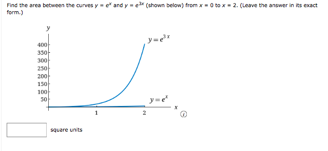 Answered Find The Area Between The Curves Y E Bartleby