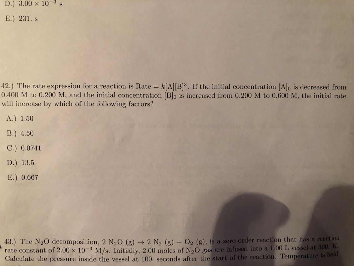 Answered 42 The Rate Expression For A Reaction Bartleby