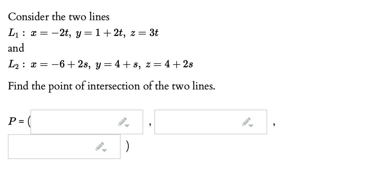 Answered Point Of Intersection Of The Two Lines Bartleby 2548