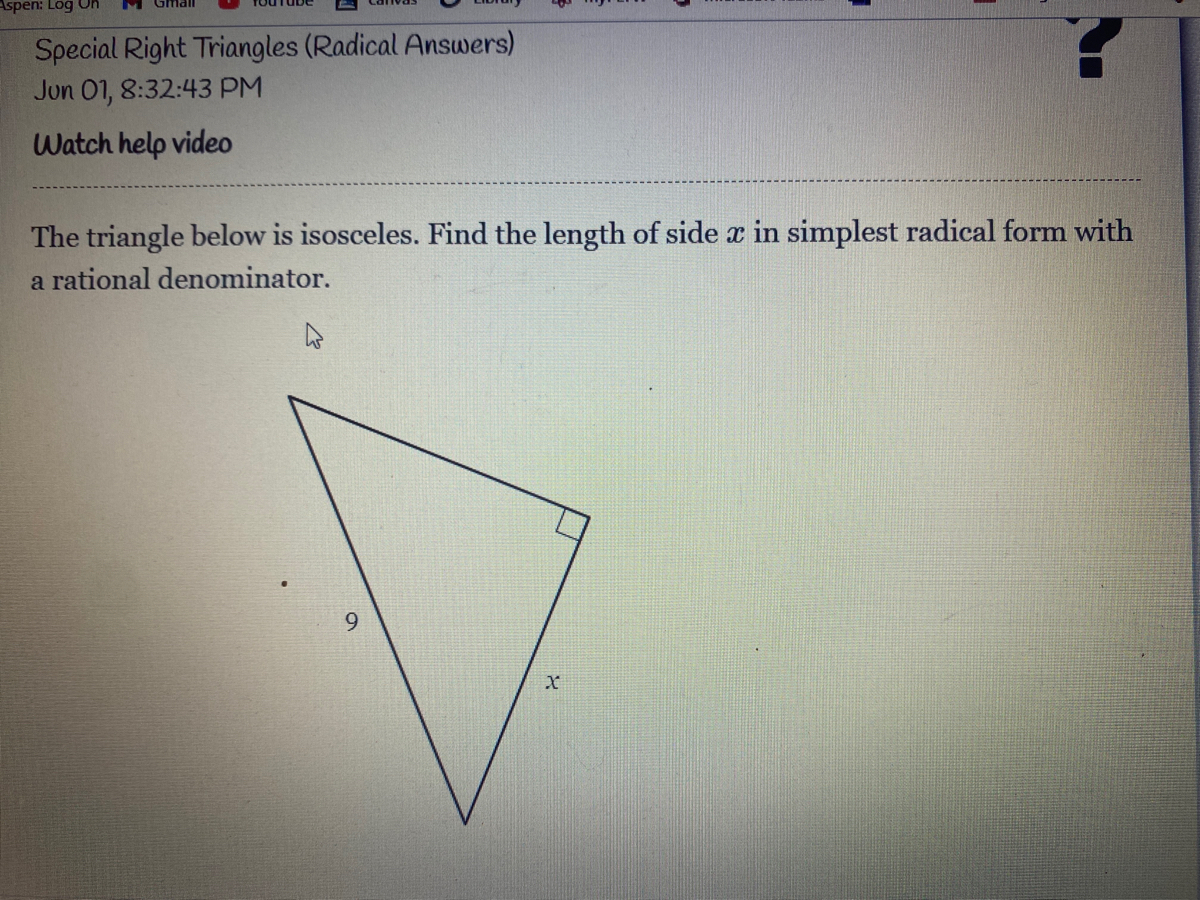 Answered: The triangle below is isosceles. Find… | bartleby