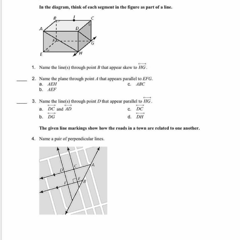 Answered: 4. Name a pair of perpendicular lines. | bartleby