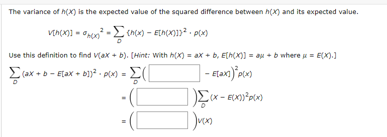 Answered The Variance Of H X Is The Expected Bartleby