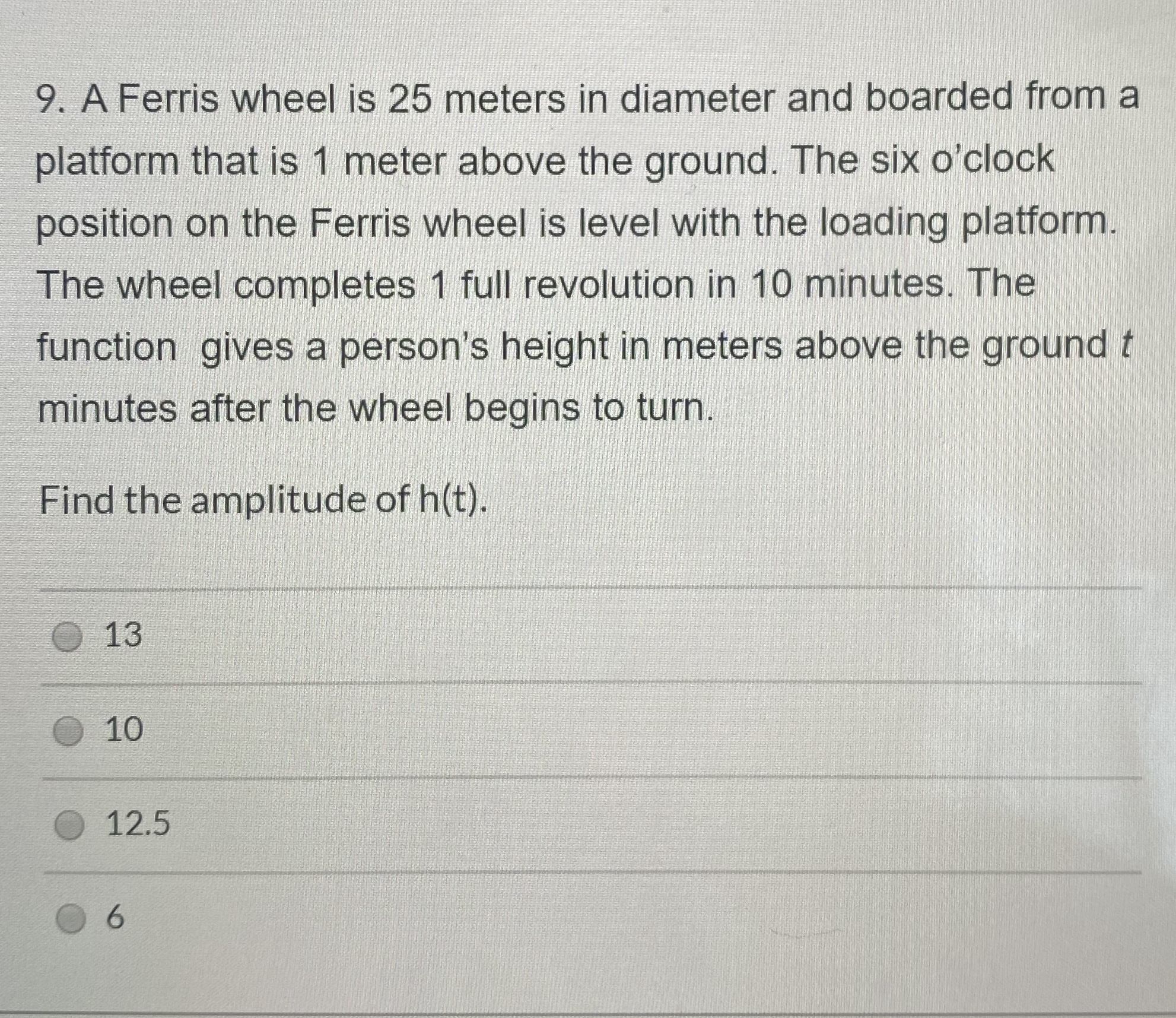 Answered 9 A Ferris Wheel Is 25 Meters In Bartleby