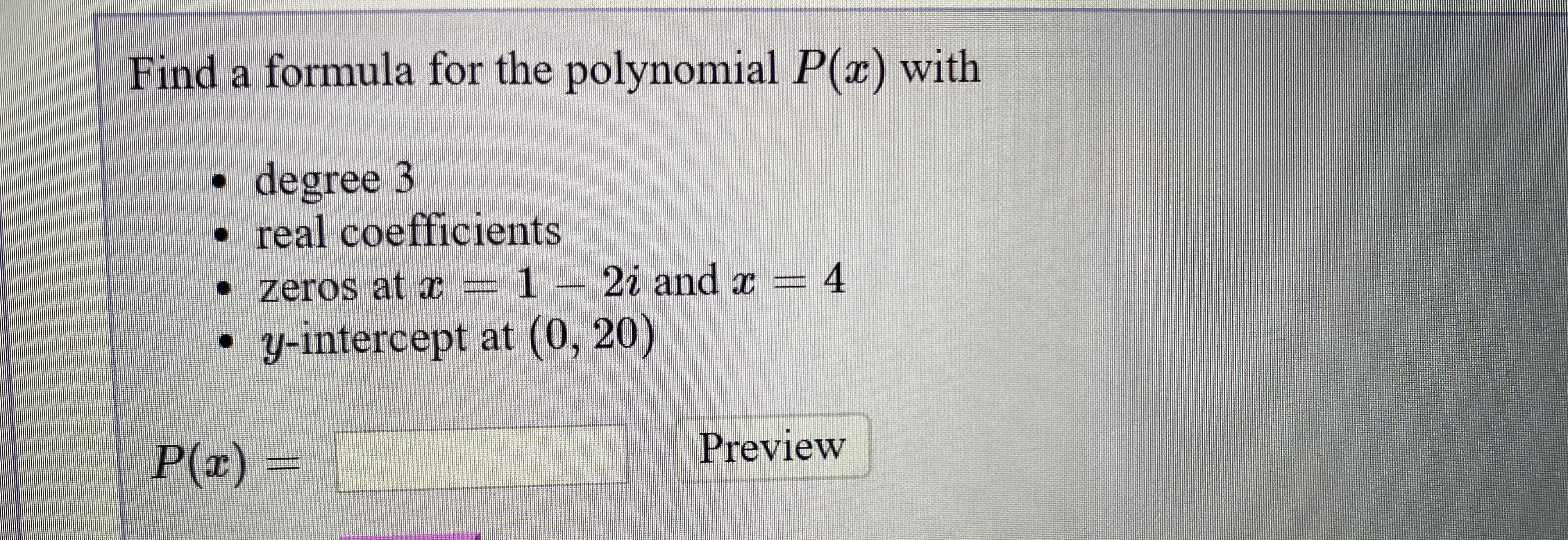 Answered Find A Formula For The Polynomial P X Bartleby