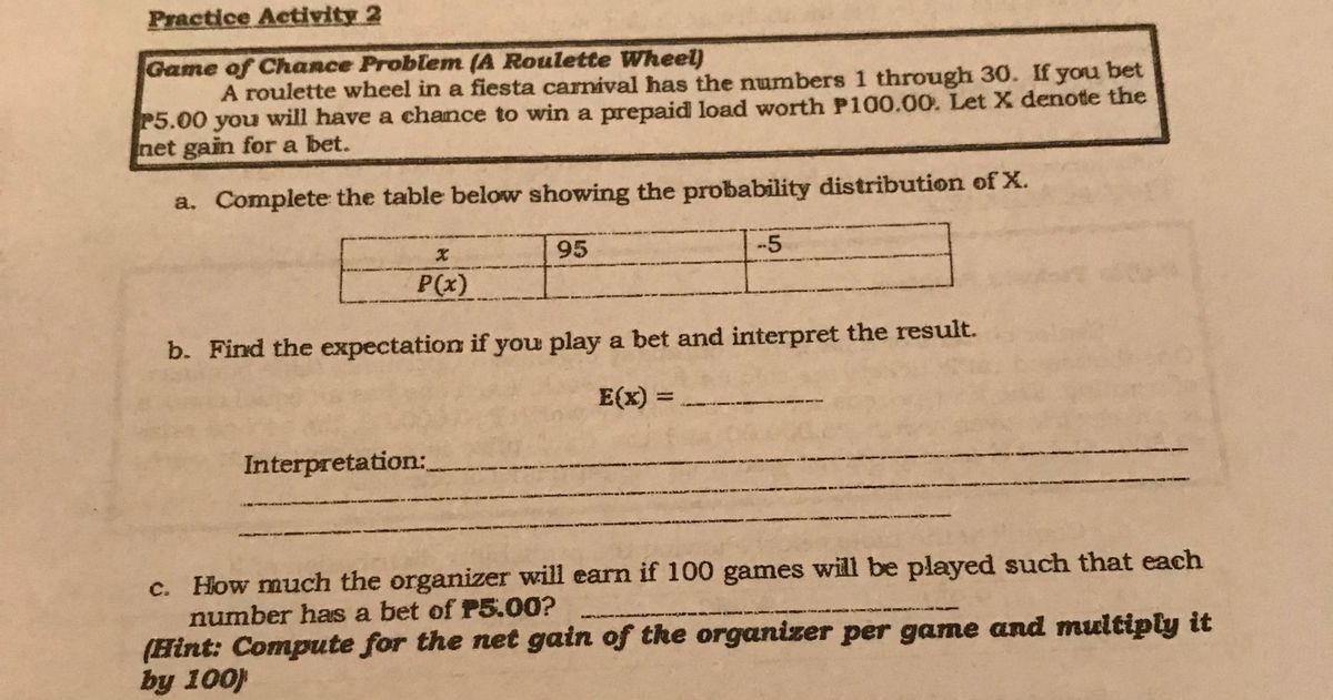Answered Game Of Chance Problem A Roulette Bartleby