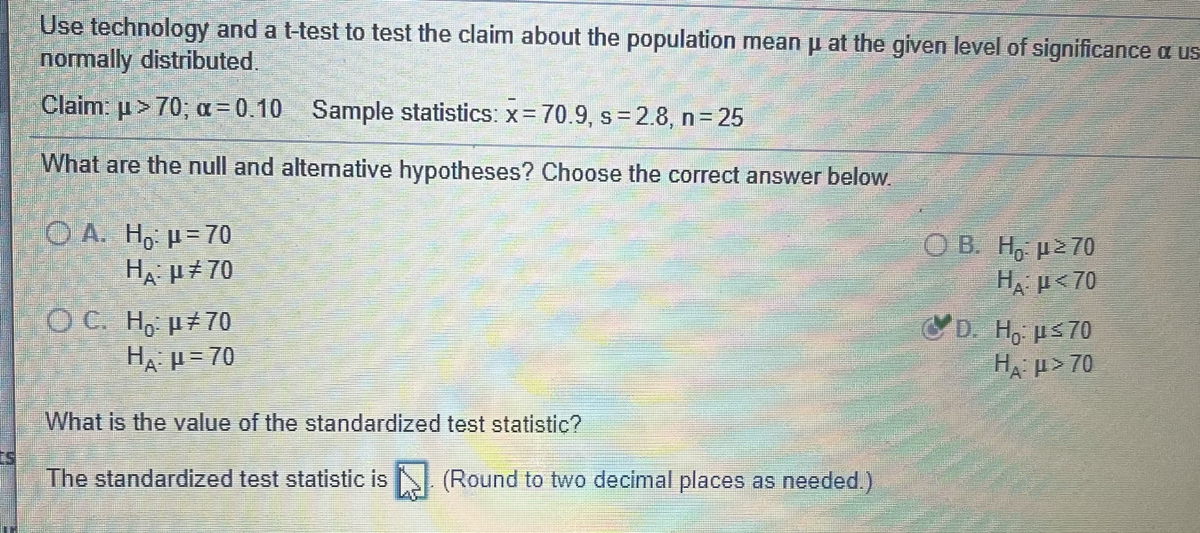 Answered Use Technology And A T Test To Test The Bartleby