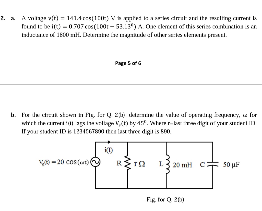 Answered A Voltage V T 141 4 Cos 100t V Is Bartleby