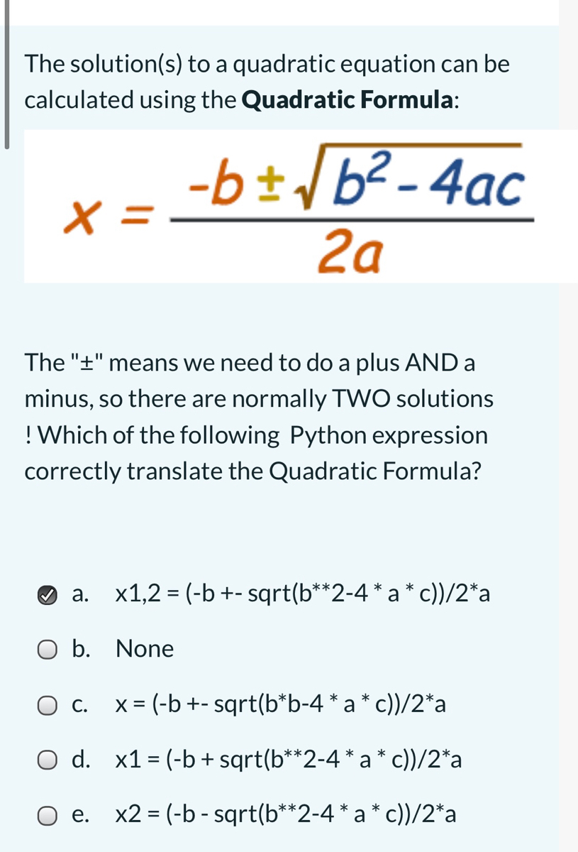 Answered The Solution S To A Quadratic Equation Bartleby
