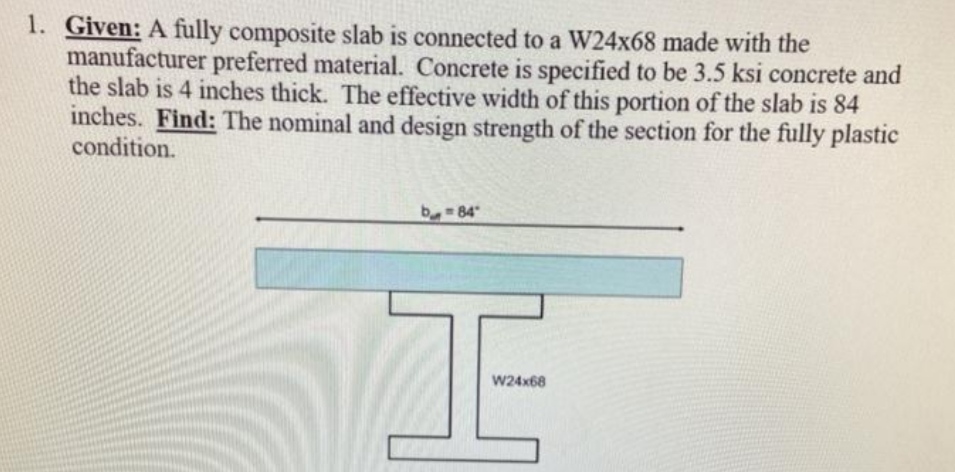 Answered 1 Given A Fully Composite Slab Is Bartleby