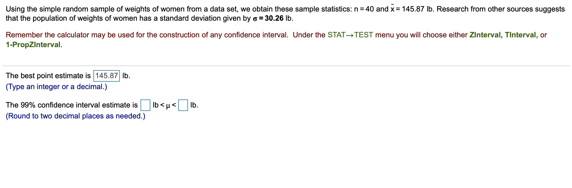 Answered Using The Simple Random Sample Of Bartleby