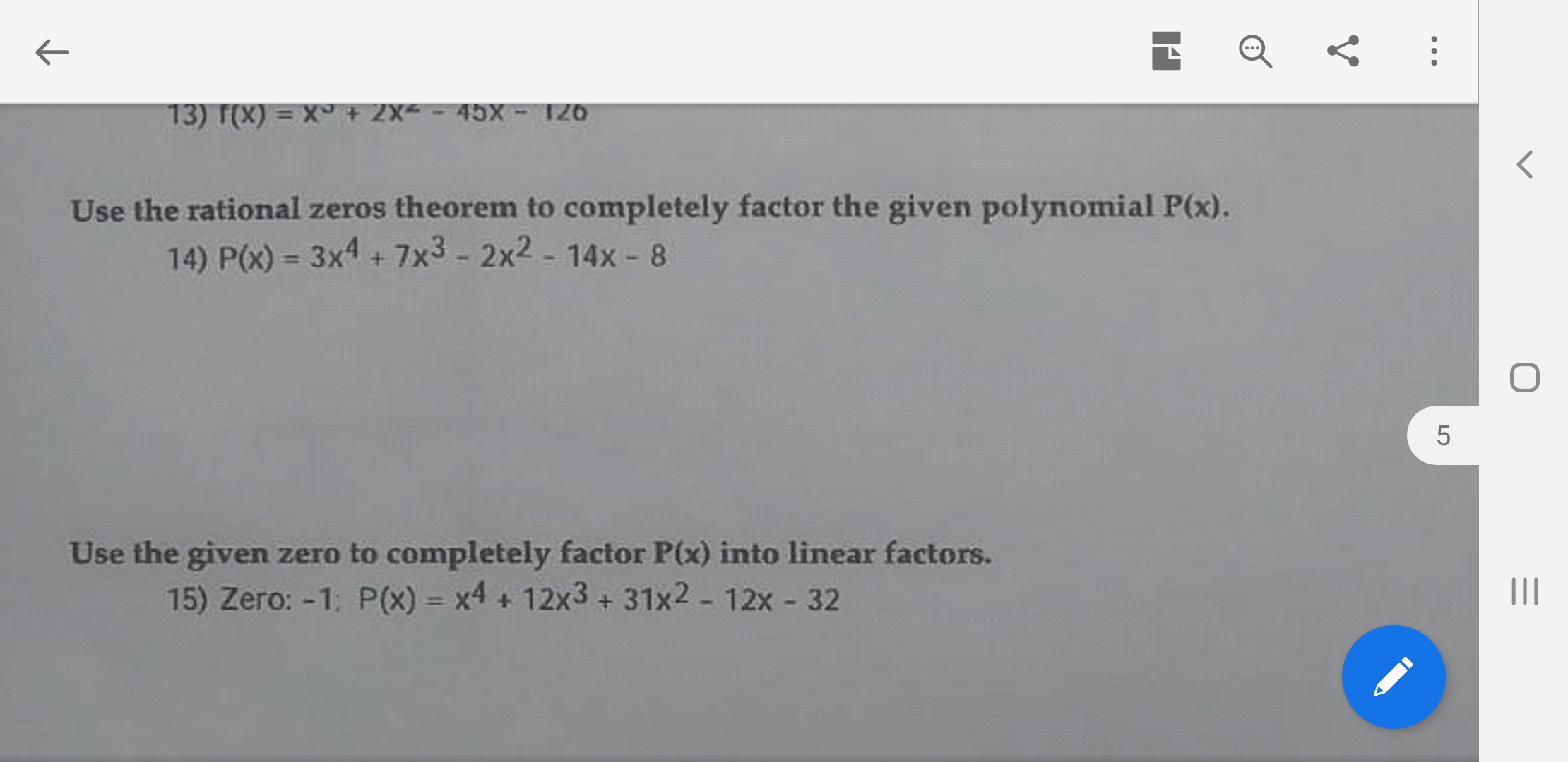 Answered 13 F X X 2x 45x 126 Use The Bartleby