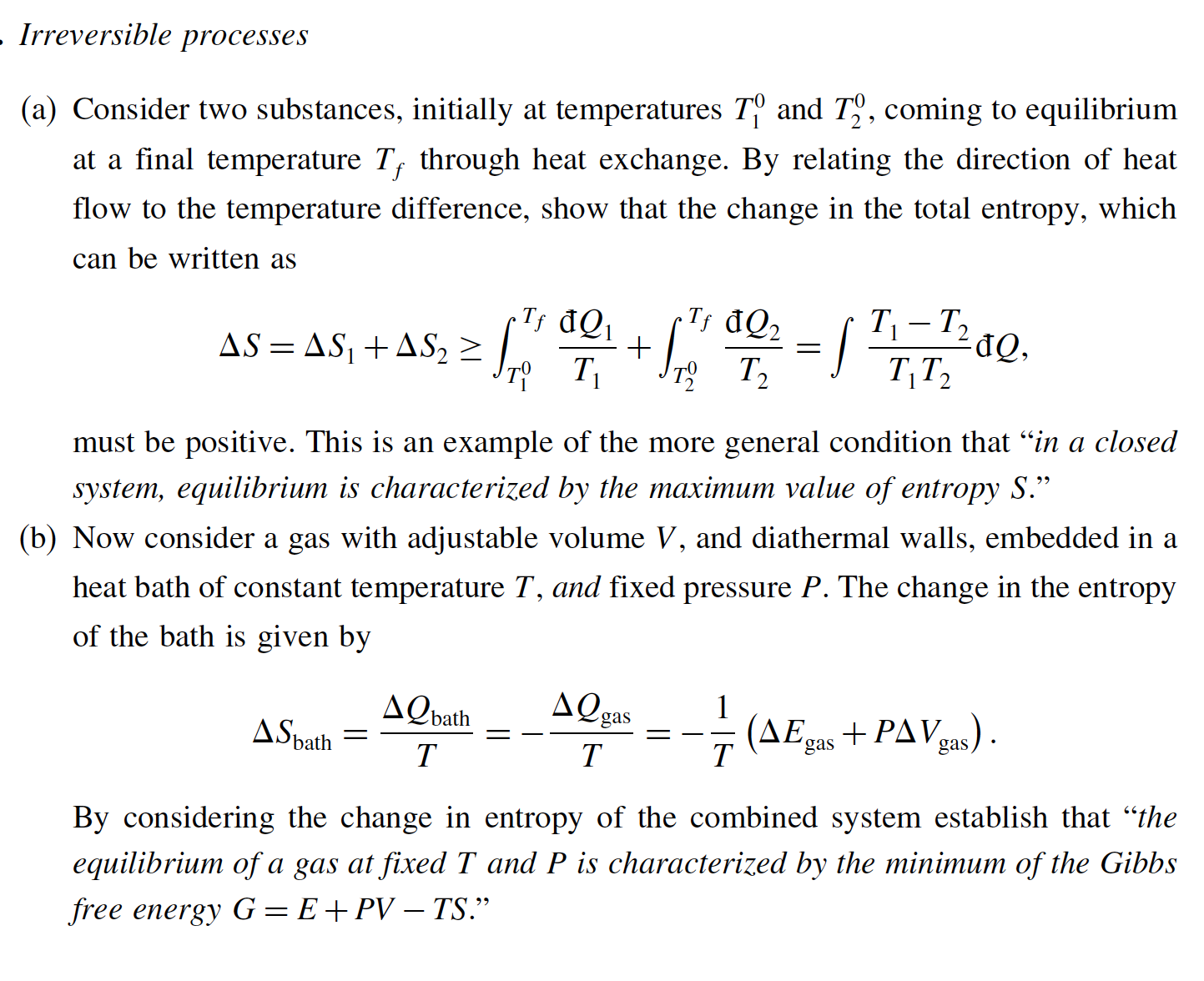 Answered Irreversible Processes A Consider Two Bartleby