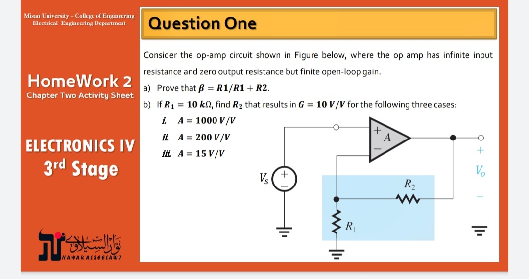 Answered Question One Consider The Op Amp Bartleby