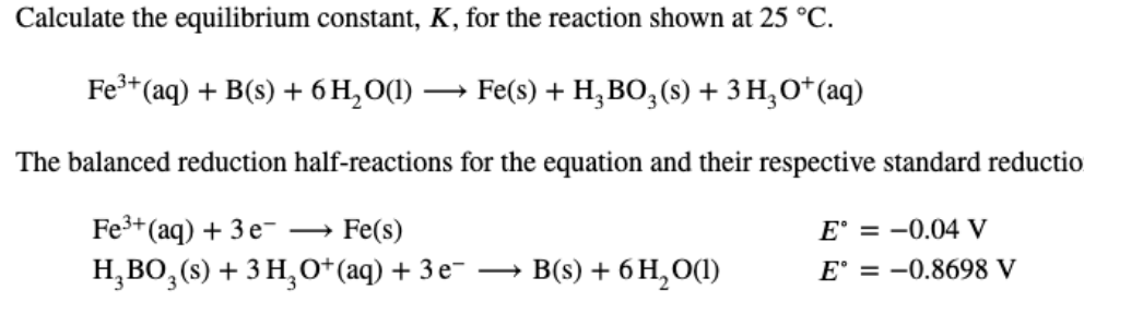 Answered Calculate The Equilibrium Constant K Bartleby