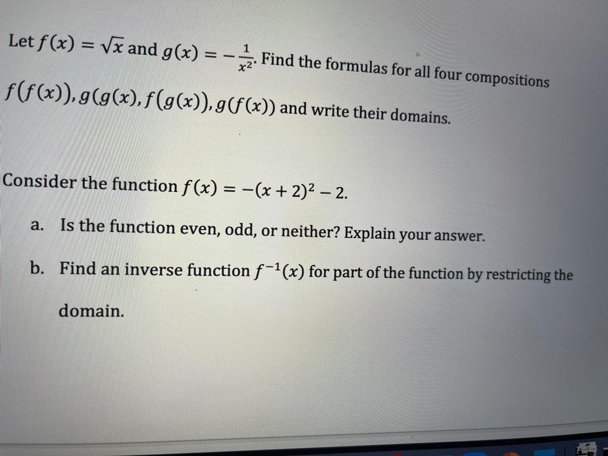 Answered Let F X Vx And G X Find The Bartleby