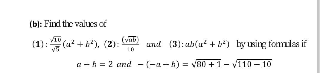 Answered: (b): Find the values of V10 (Vab) (1):… | bartleby