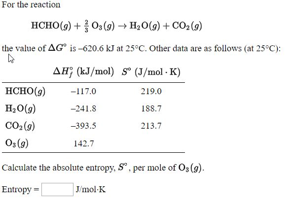 calculate absolute entropy at a given temperature