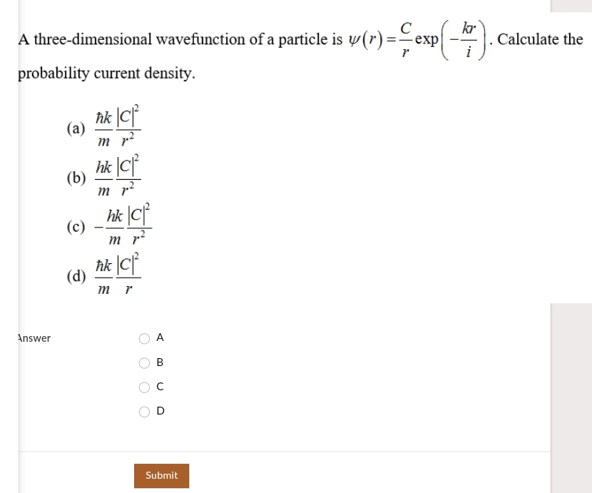 Answered A Three Dimensional Wavefunction Of A Bartleby