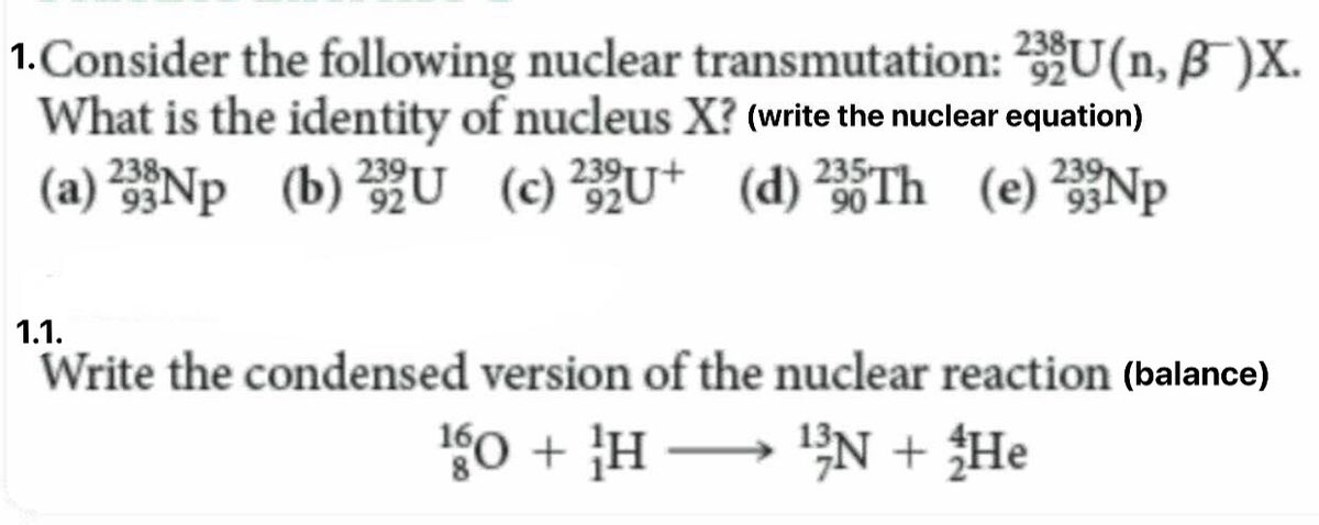 Answered 1 Consider The Following Nuclear Bartleby