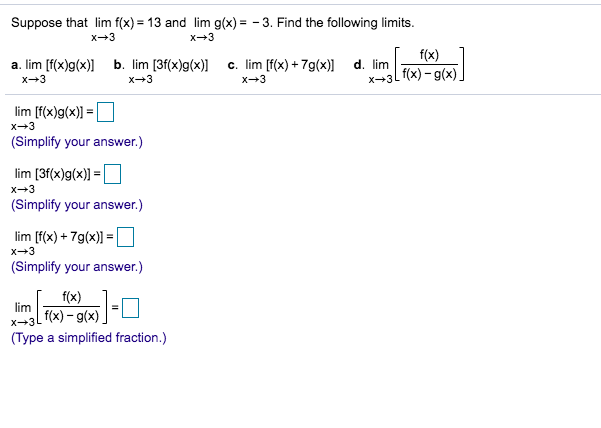 Answered Suppose That Lim F X 13 And Lim Bartleby