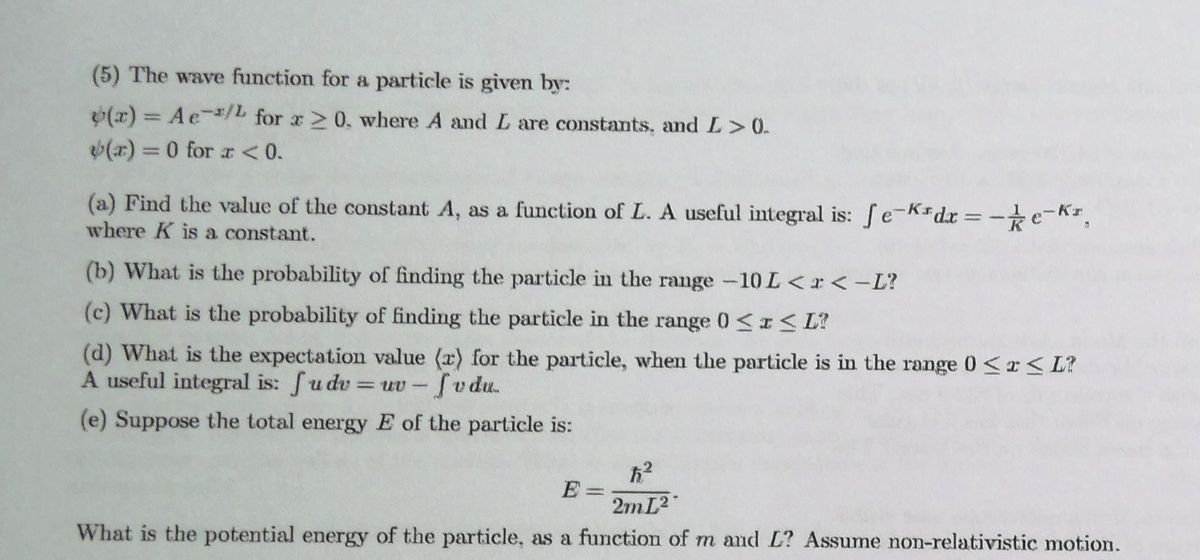 Answered 5 The Wave Function For A Particle Is Bartleby