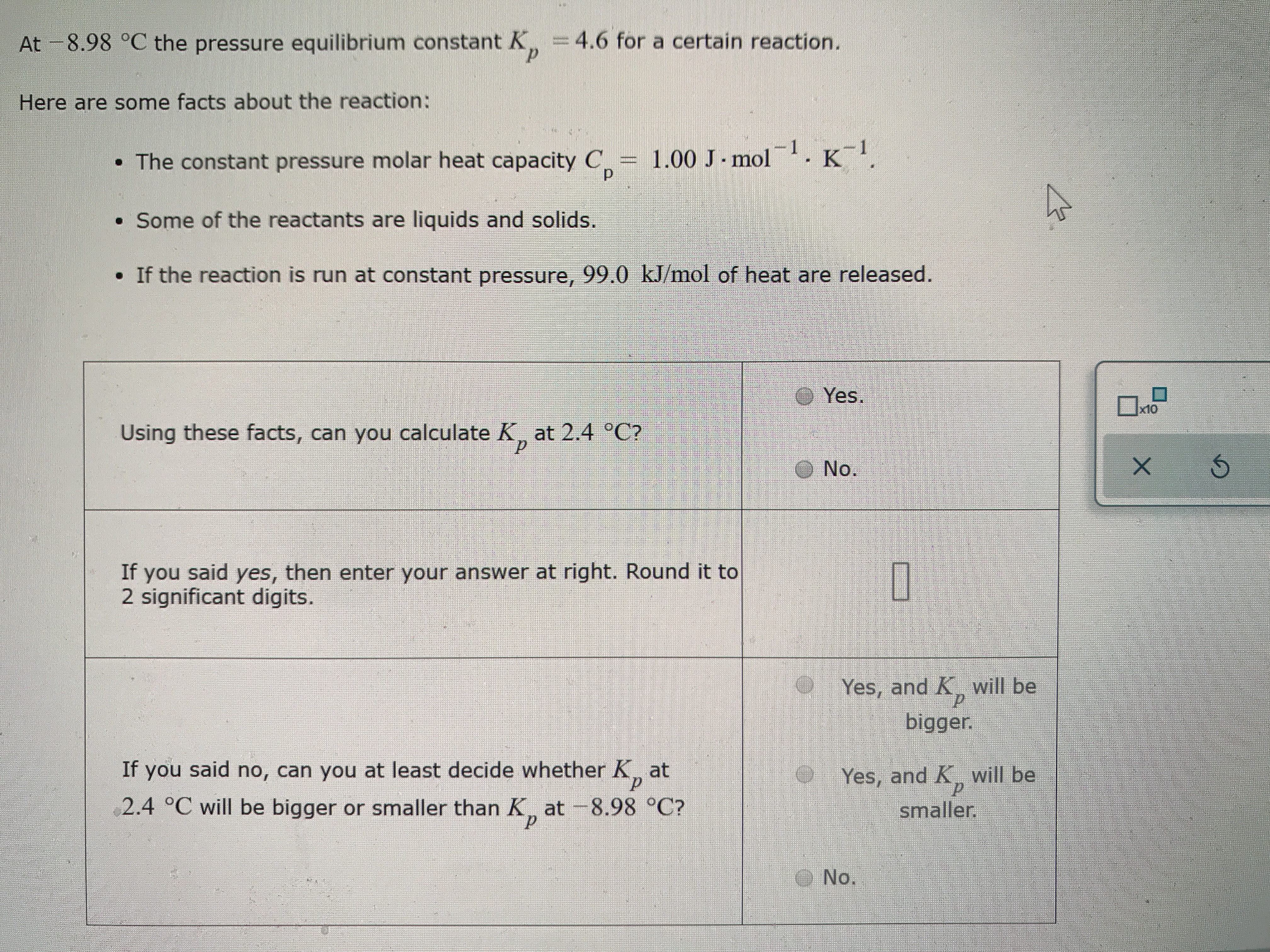 Answered At 8 98 C The Pressure Equilibrium Bartleby