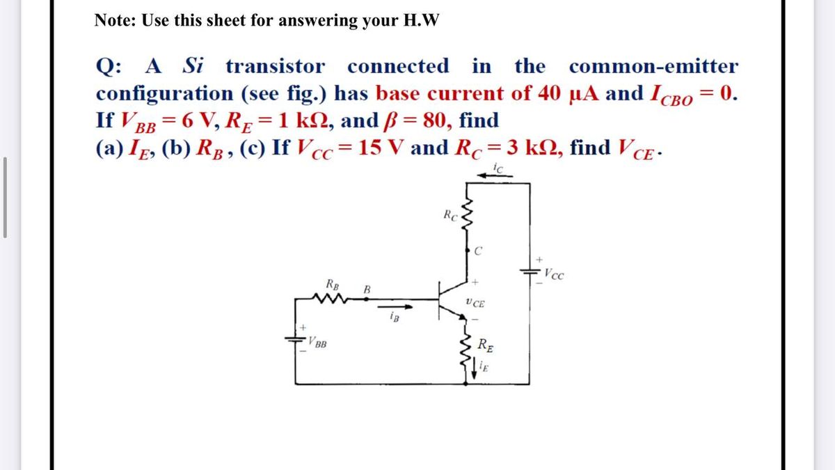 Answered Q A Si Transistor Connected In The Bartleby