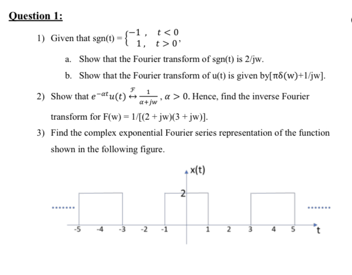 Answered 1 T 0 1 Given That Sgn T 1 Bartleby